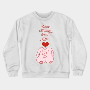 Bunny love damask pattern on red Crewneck Sweatshirt